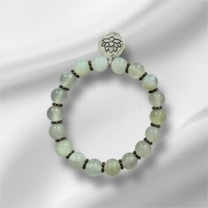 Bracelet Trésor Birman en jade verte 8mm avec pendentif